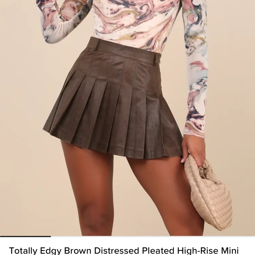 Moon River Tan Leather Skort